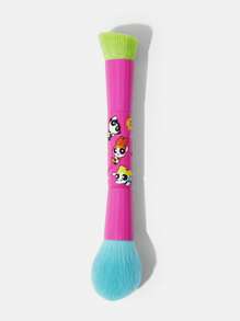 THE POWERPUFF GIRLS X SHEIN 1 Pc Cute Pink Cartoon Figure Blossom, Bubbles, Buttercup Pattern Double-Ended Foundation Brush, Face Brush,Y 2 K - Multicolor - View 9