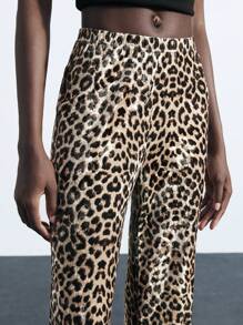 Maija 女士豹纹直筒宽松休闲裤 - 彩色 - 查看 6