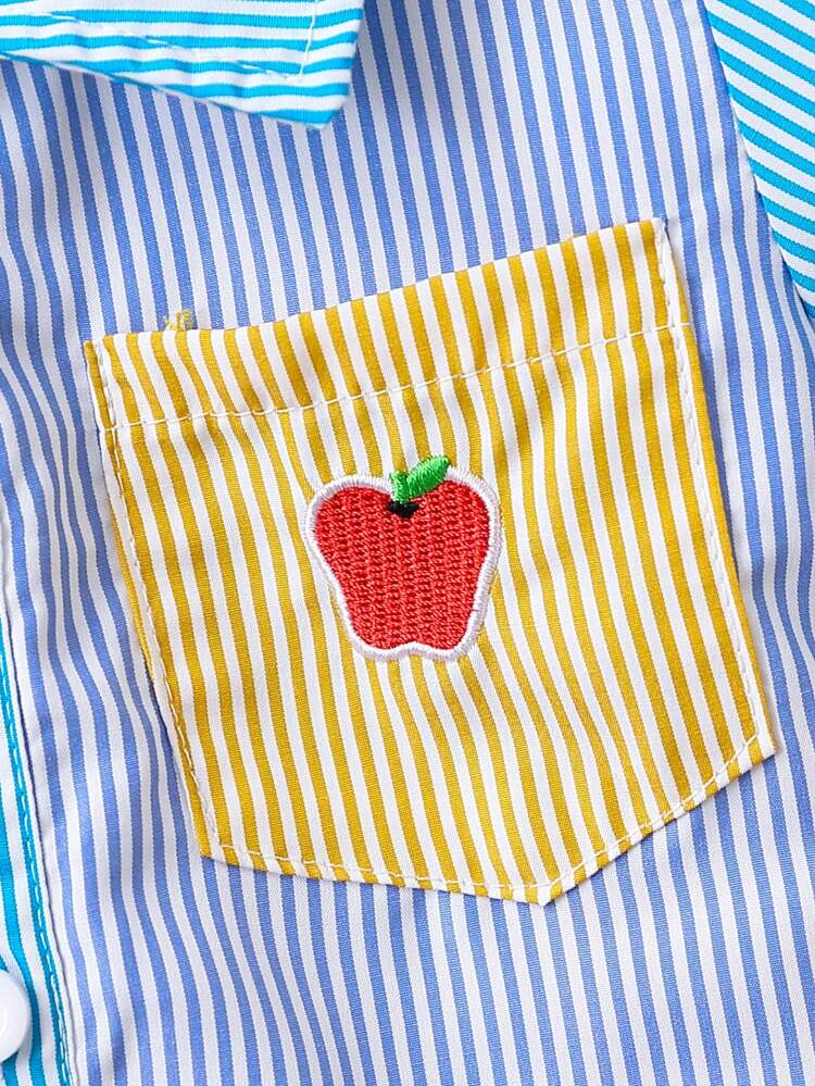 Summer Men's Vertical Striped 2-Piece Shirt Set