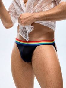 SHEIN 彩虹条纹性感男士丁字裤 - 彩色 - 查看 9