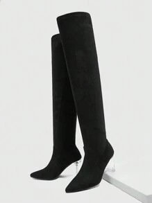 CUCCOO SZL Fashion Knee-High Boots Halloween Witch Fall - Black - View 6