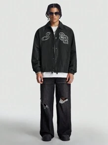 Manfinity VCAY 男士宽松印花长袖夹克和外套，适合秋冬