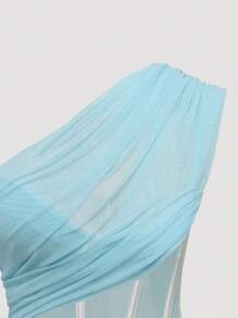 SHEIN Unity Áo khoác Bandeau định hình xương cá nhẹ mùa hè dành cho nữ - Màu xanh nhạt - Xem 3