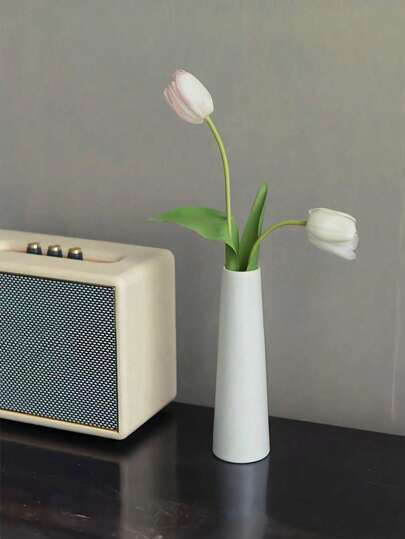 1pc Wit Ceramic Small Vase, Nordic Minimalist ation, Elegante Vase Living Room, Dining Office Hydroponic Flower Plant Moderne Geometric ation Home 7.20in Rama Birthday Graduation Back To School Room Supplies Glass view 2