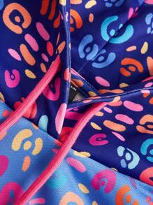 LOURDES VILLAGOMEZ Artist Plus Size Leopard Print Hooded Cropped Sweatshirt And Solid Color Cami Top 2-Piece Set, Spring, For Holiday, Vacation, Festival, Workout, Ibiza Fits, Western Wear