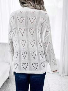 SHEIN LUNE Sweater Rajut Berlubang Leher V Ukuran Besar, Musim Semi, Gugur, Musim Dingin - Putih - View 2