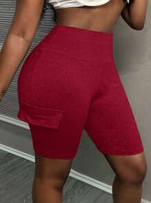 Slaydiva Zomer Casual Street Workwear, Driedimensionale zakken, Brede taille, Slim Fit broek, Fietsbroek, Licht gebreide damesshorts