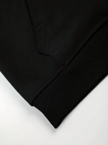 Manfinity Homme Hooded Sweatshirt And Pants Set, Men 2 Pieces Sweatsuit, Men Hoodie And Jogger Set, Men Black 2 Pieces Outfit, Men Matching Set, Fall Clothes - Black - View 6