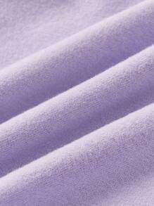 2pcs Baby Girl Heart Pattern Raglan Sleeve Sweatshirt & Letter Graphic Sweatshirt Set - Mauve Purple - View 7