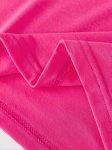 SHEIN Young Girlv Casual Smiling Rainbow Print Crew Neck T-Shirt Summer Holiday - Hot Pink - View 4