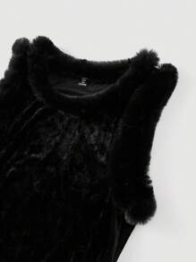 SHEIN MOD Robe longue sans manches décorative en velours noir pour femmes grande taille - Noir - Voir 3