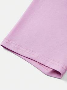 SHEIN Toddler Girls Cotton Drop Shoulder Top & Cycling Shorts Set - Lilac Purple - View 18