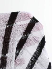 FRIFUL Suéter casual, cómodo y holgado con diseño de rayas, cuello alto y manga larga para mujer, ropa de otoño - Blanco y Negro - Ver 7