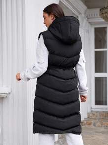 SHEIN Vestă pufă cu glugă cu fermoar