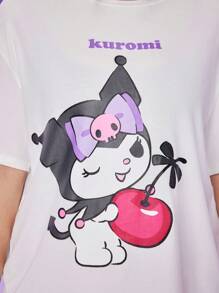 HELLO KITTY AND FRIENDS | SHEIN Plus Cute & Minimalist White  Graphic Tee Suitable For Daily Wear , Cartoon Graphic Tee - White - View 5