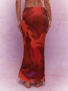 MISSGUIDED Váy Maxi Maxi In Họa Tiết Lưới Thắt Nút Eo Loe Viền Giáng Sinh - Đỏ - Xem 2