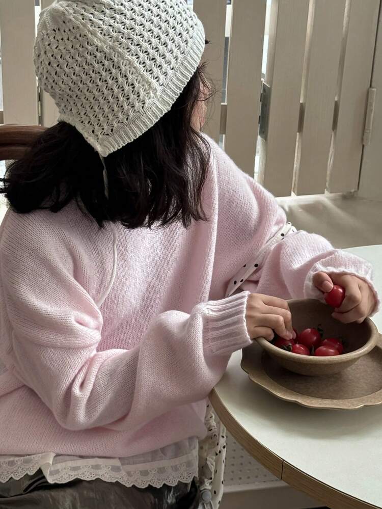 Tween Girls' Loose Fit Drop Shoulder Sweater, Autumn/Winter