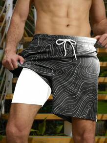 Manfinity Swimmode Men's Ombre Print Beach Shorts - Multicolor - View 1