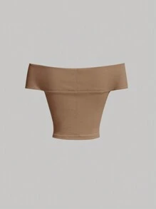 SHEIN MOD Women's Tube Top Backless Twist Bodycon Chic Charming Soft Top - Camel - View 2