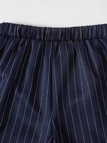 Sparklyn Tween 女孩优雅都市通勤蓝白条纹西装背心和裤子两件套，优雅适合婚礼、婚礼宾客