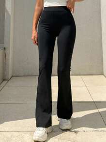 DAZY Women High Waist Slim Fit Flared Casual Street Wear Leggings,Back To School Clothes Tights - Black - View 6