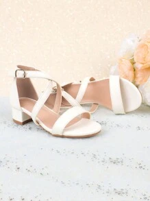 Summer Outdoor Party Dress With White Fashionable Classic Children's High-Heeled Sandals