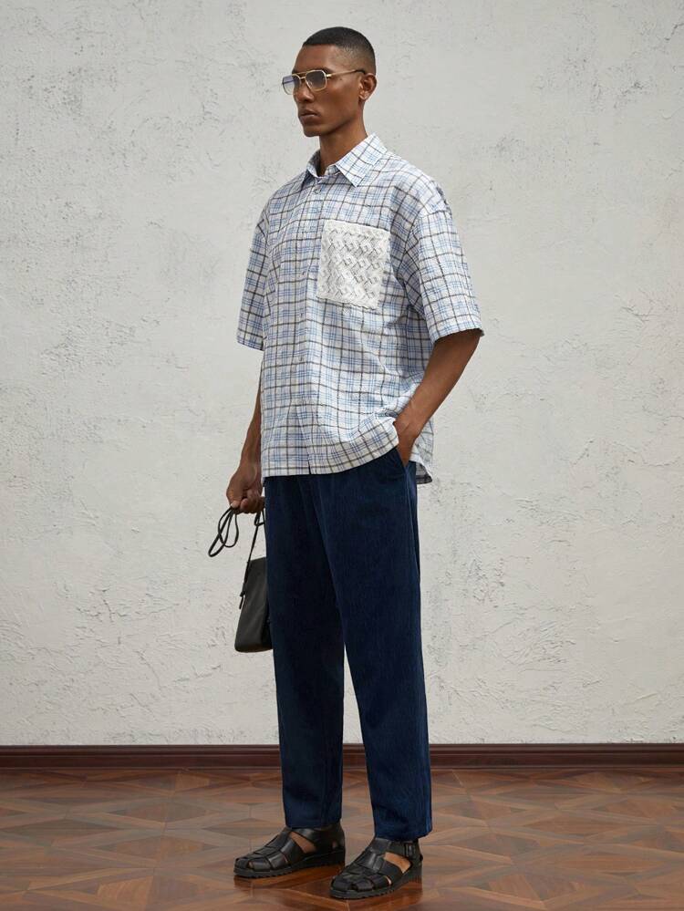 Men's Slim Fit Casual Tapered Pants, Knitted Mid-Waist Design For Daily Wear