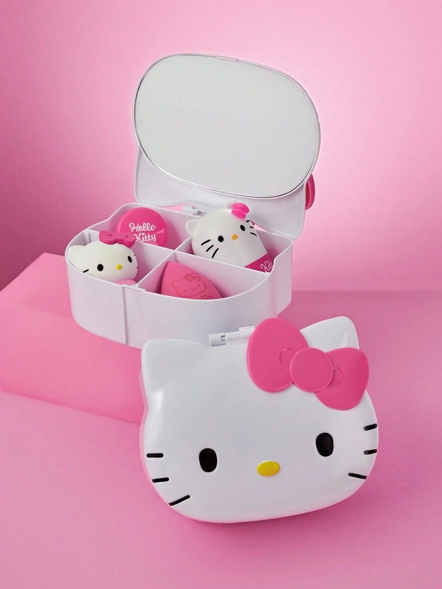 HELLO KITTY AND FRIENDS | SHEIN 3D Kitty Makeup Storage Box - Red and White - View 1