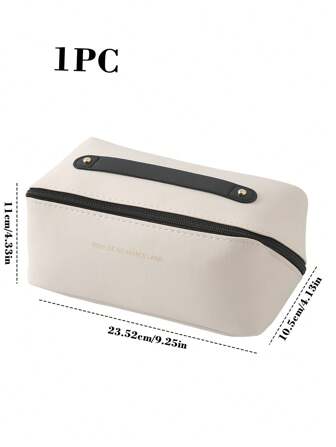 1PC Multifunctional Storage Bag,PU Leather Makeup Bag,Large Capacity Makeup Bag Organizer Cosmetic Bag For Travel,Holiday,Back To School Christmas For Holiday Gift Giving,Boho Vibes