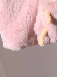 Baby Girl Solid Fleece Hooded Jacket, Winter