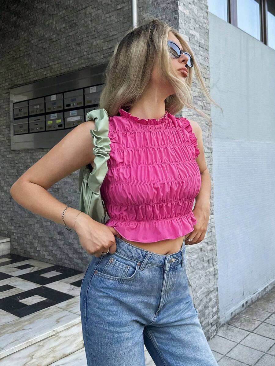 Forever 21 Pink Sleeveless Cropped Camisole, Summer - Pink - View 1