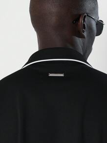 SUMWON Boxy Fit Shirt With Contrast Collar & Pocket Piping And Straight Fit Trouser With Side Panels & Pintucks 2 Piece Set