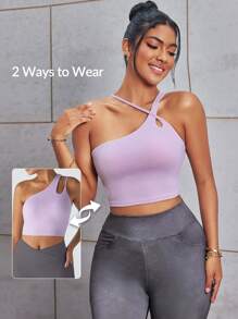 Easithlete Women's Solid Color Cross Casual Daily Fitness Sports Bra