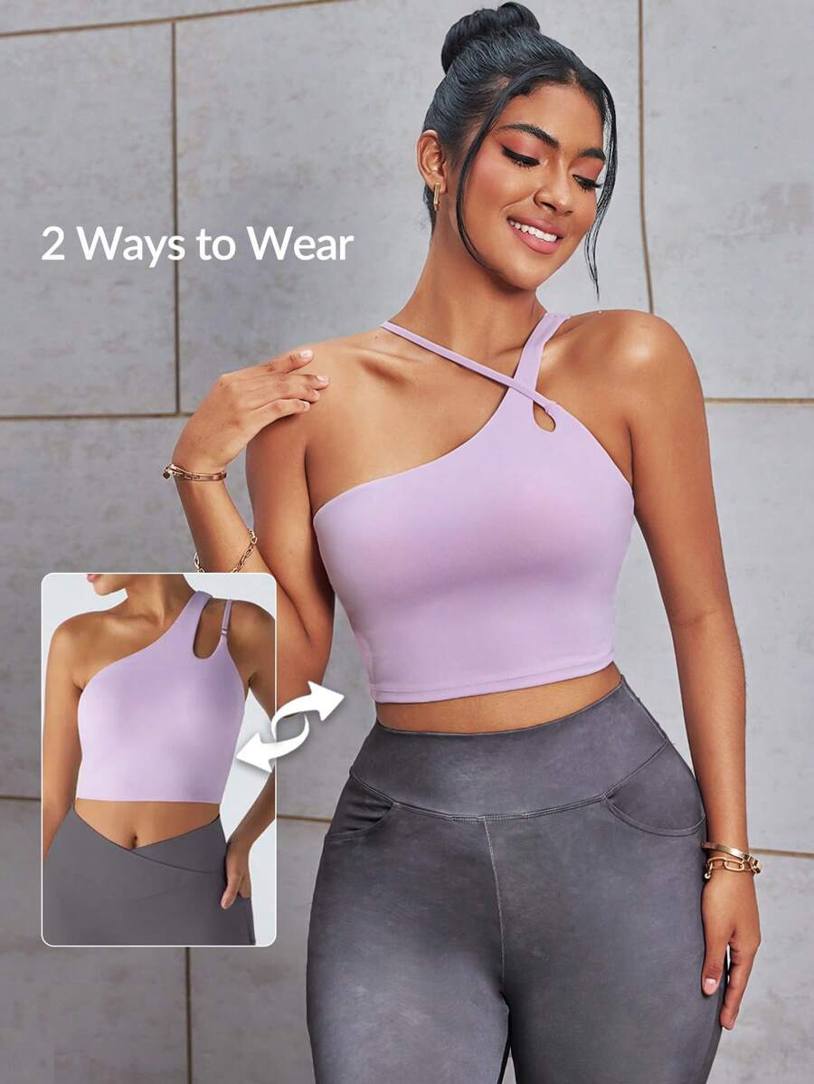 Easithlete Women's Solid Color Cross Casual Daily Fitness Sports Bra