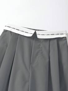 青少年女孩字母标语腰带细节休闲度假百搭裤子 - 彩色 - 查看 5