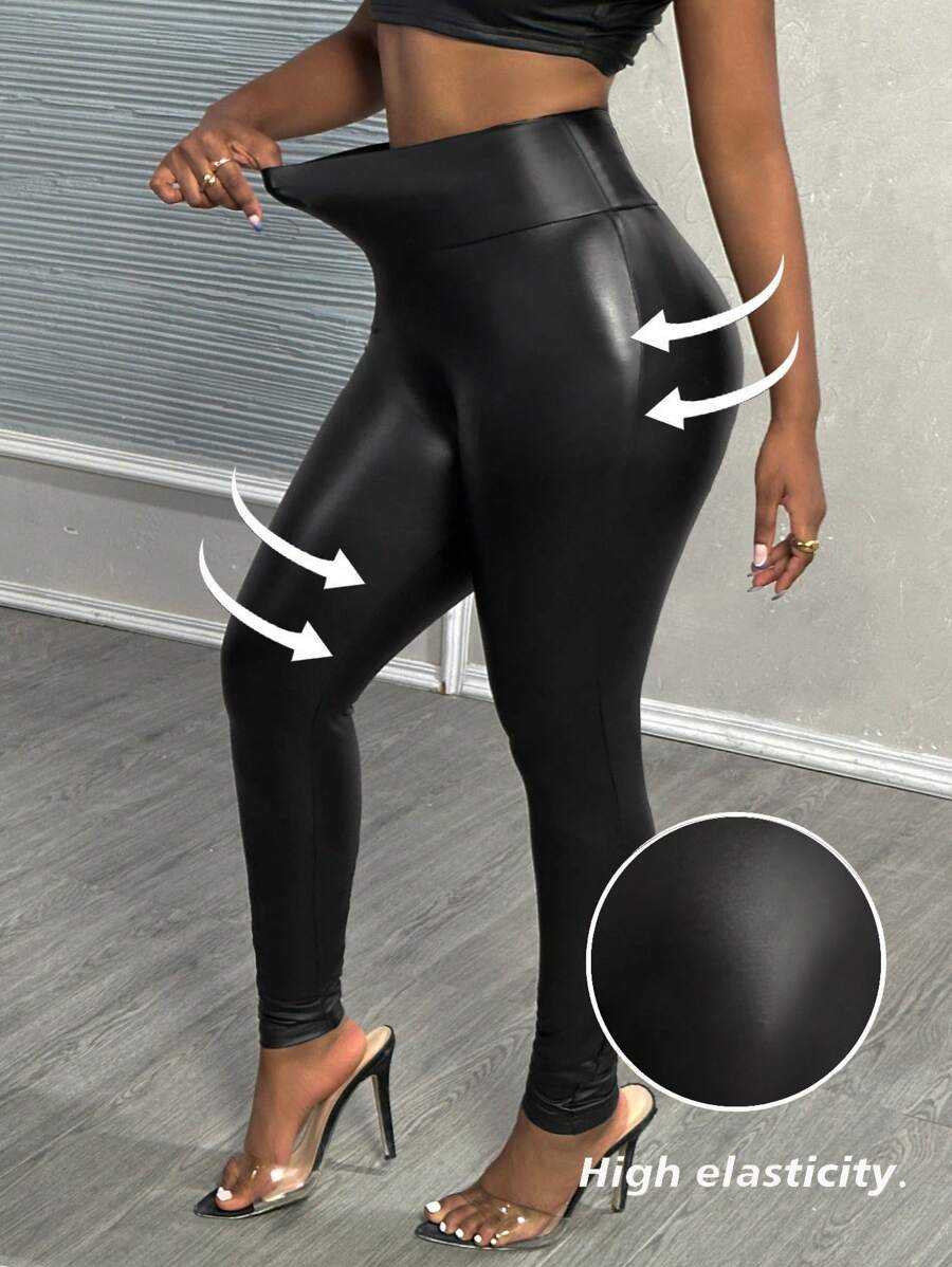 Slaydiva 街头风格高腰紧身打底裤 - 黑色 - 查看 1