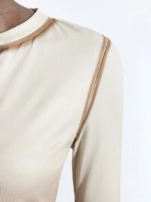 Maija Women's Ombre Button-Up Long Sleeve Casual T-Shirt For Spring And Summer - Brown - View 4