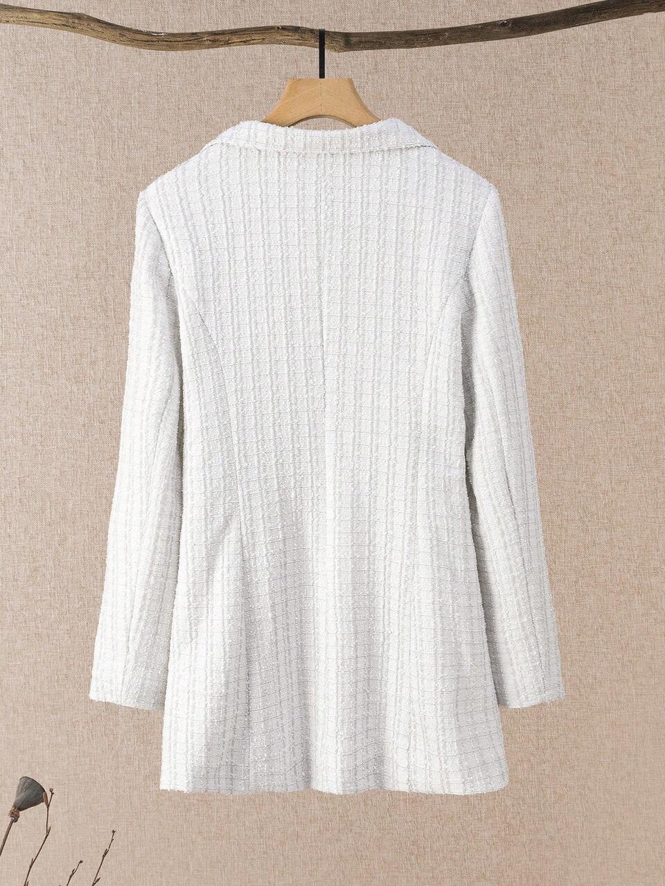 Women's Solid Color Long Sleeve Open Front Slanted Pocket Elegant Overcoat For Autumn And Winter