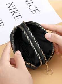 PU Mini Coin Student Double-Layer Zipper Card Bag Women Fashionable Wallet Quilted Rhinestone Lattice Small Storage Bag For Student Business Casual School Supplies Teacher Gifts Back To School Birthday Gifts Mom Gifts For Women Wallet Purse Wallet Small Wallet - Multicolor - View 5