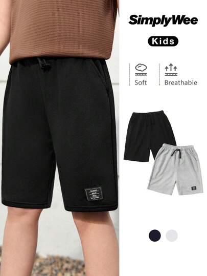 2 طقم شورت مسار مفصل مرقع للفتيان في سن المراهقة