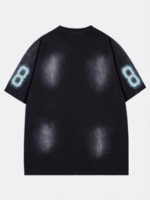 ROMWE MEN Street Life 男式复古水洗耶稣印花短袖 T 恤，夏季