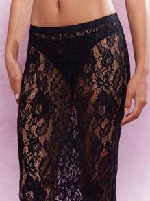 MISSGUIDED Music Festival Sheer Lace Mermaid Hem Maxi Skirt With Train