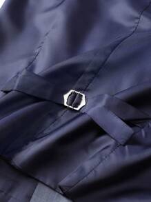 Manfinity Mode Men's Spring/Autumn Dress Striped Single-Breasted Vest And Pants Business Suit Set - Grey - View 7