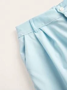 SHEIN LUNE 2 件套女士休闲撞色缝线长袖衬衫和阔腿裤套装，春季/秋季 - 薄荷綠 - 查看 12