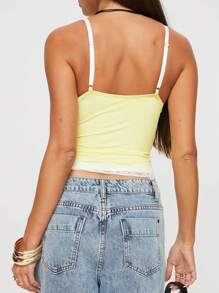 INAWLY Top de tanque ajustado y sexy con parche de encaje
