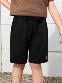 SHEIN Leap Crew Tween Boy 2 Packs Patched Detail Track Shorts - Multicolor - View 5