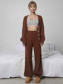 WESTFADE Boho Casual Sweater Lounge Pants - Rust Brown - View 6