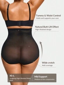 SHAPORA 2 Packs Shaping High Waisted Mesh Brief Shapewear Bottom Body Shaper Butt Lifter-Tummy Waist Control - Multicolor - View 2