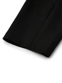 SHEIN Clasi Plus Size Nữ Mùa Xuân, Mùa Thu Chắc Chắn Áo Blazer Tay Dài Và Vòng Bít Loe Bộ Đồ Công Sở Thanh Lịch - màu đen - Xem 6