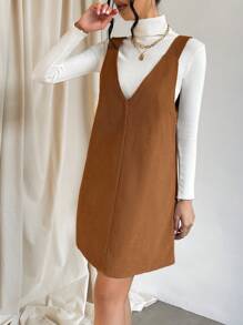 SHEIN Essnce Vestido de tirantes holgado de unicolor informal de verano para mujer